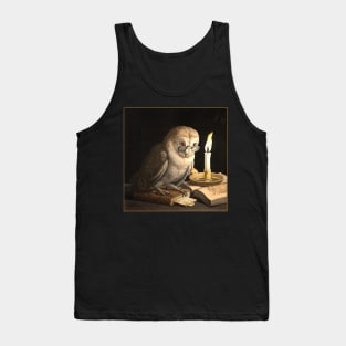 Owl with spectacles, candle and books. Tank Top